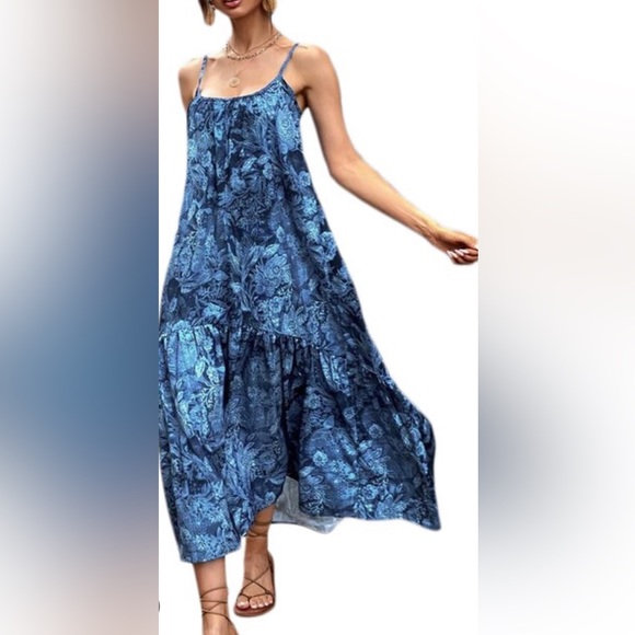 Zara | Dresses | Zara White And Blue Floral Print Long Tiered Dress | Poshmark Zara | Dresses | Zara White And Blue Floral Print Long Tiered Dress | Poshmark